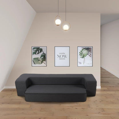 HonTop 10" Modern Folding Sofa Bed, Memory Foam Futon Couch Sleeper Chair, Full-Size Mattress for Living Room & Guest, Dark Grey