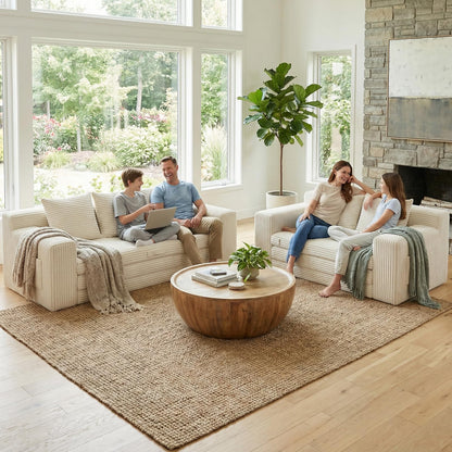 Boneless 3-in-1 Loveseat Sleeper Sofa Bed, Foldable Futon with Side Pockets & Handle, Pull-Out Couch with 2 Pillows, Corduroy, No Assembly